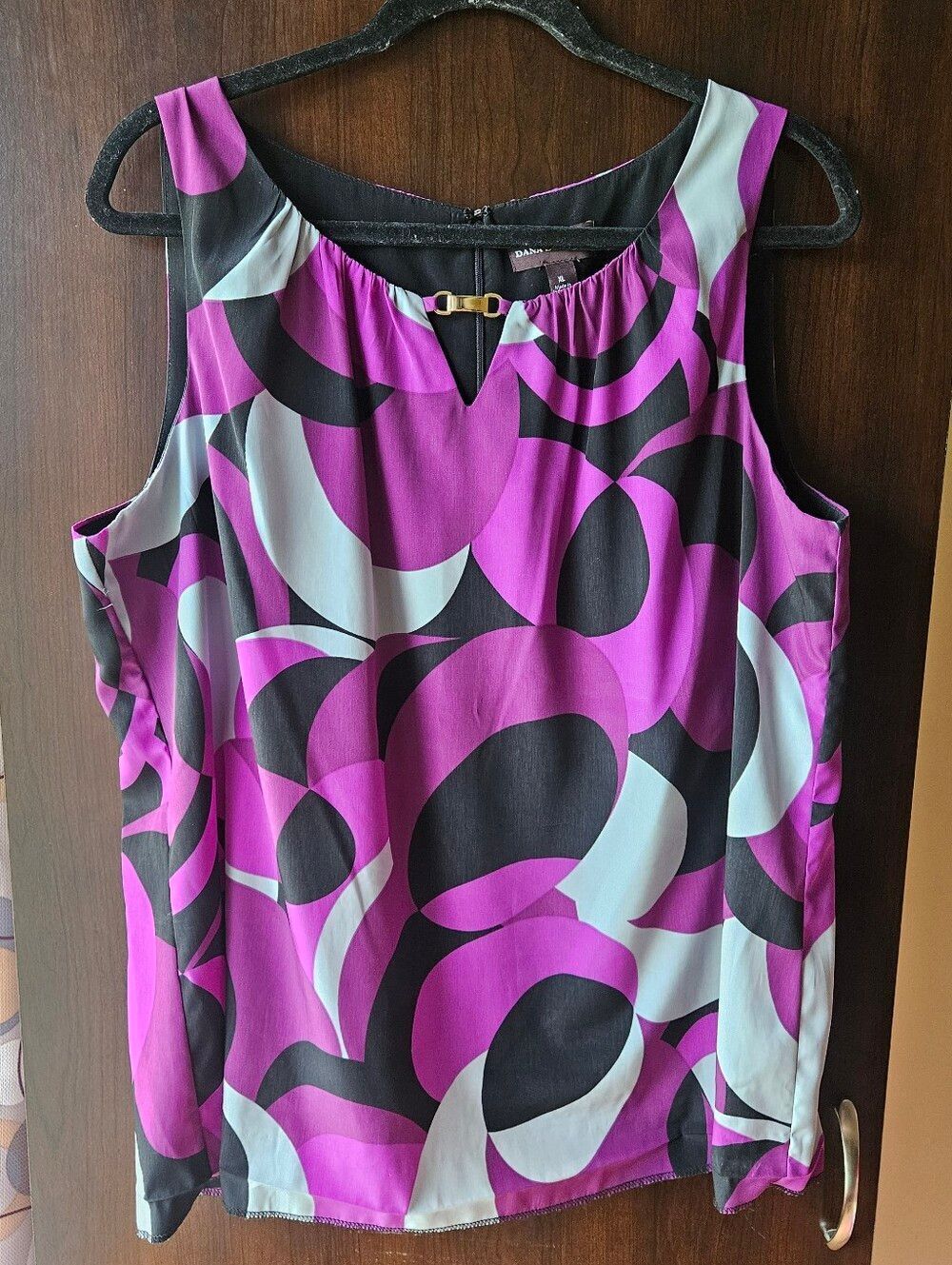 Dana Buchman Bright Purple Patterned Sleeveless Blouse Size XL